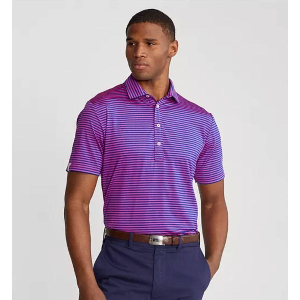 RLX Ralph Lauren X Series Golf Polo Pink Blue Striped Performance Shirt Men’s M - Picture 15 of 16